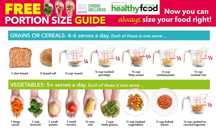 Guide to portion sizes of food
